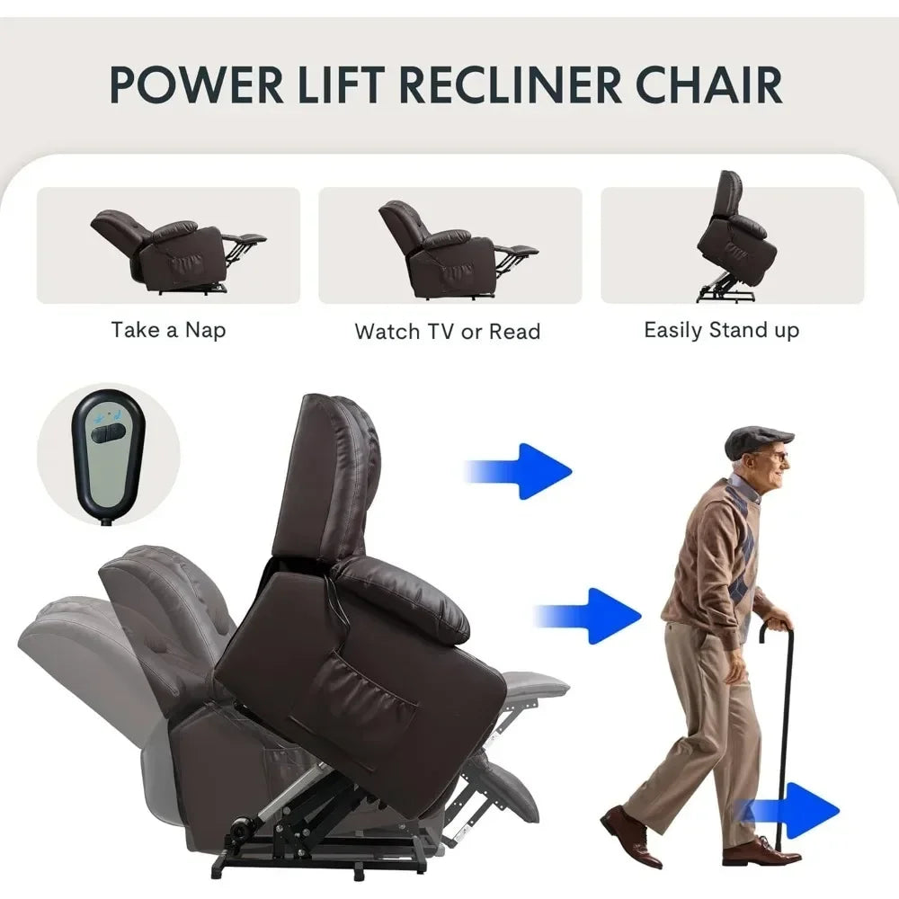 Electric Leather Lift Recliner Chair W/Massage & Heat