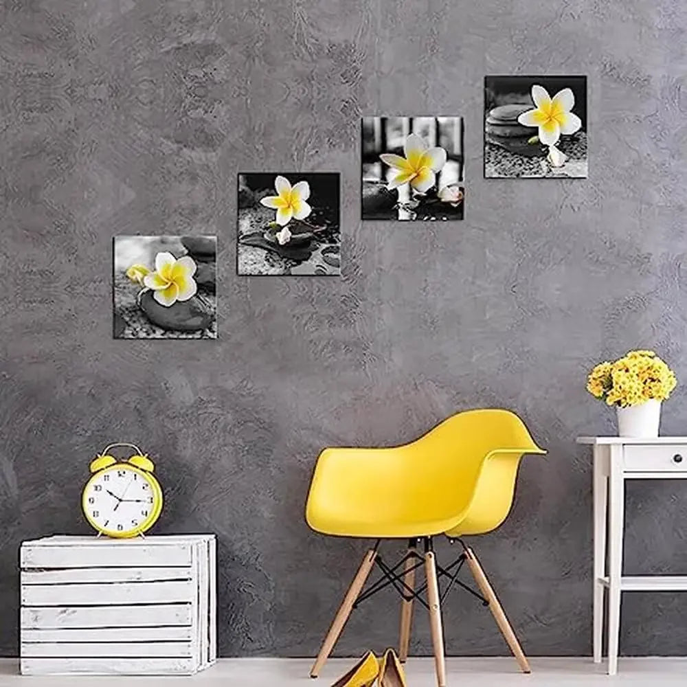 Gray Yellow Bathroom Wall Art Canvas Prints