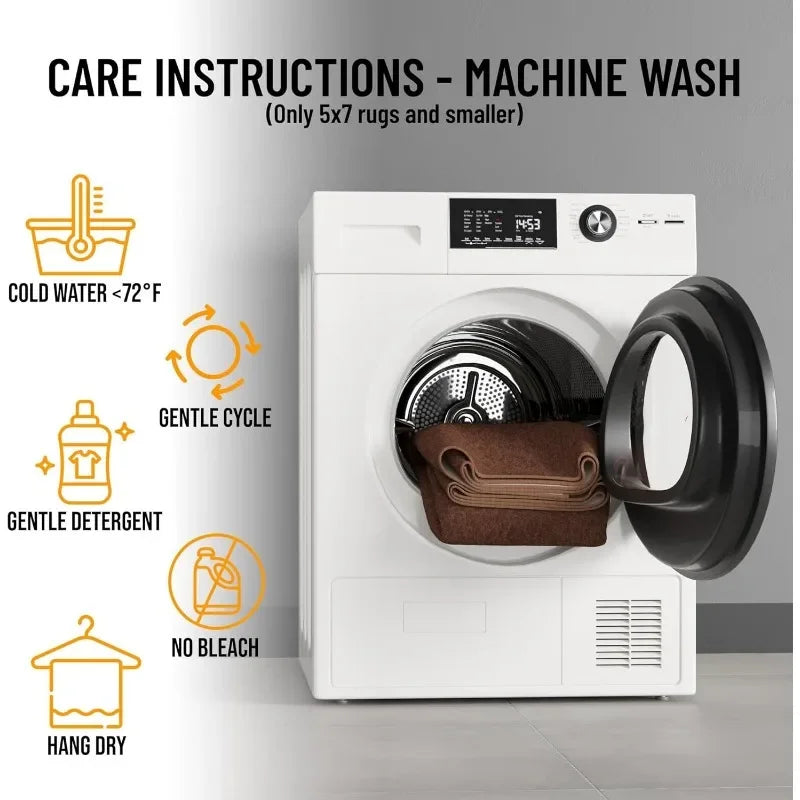 Machine Washable Modern Solid Design Non-Slip 2x6