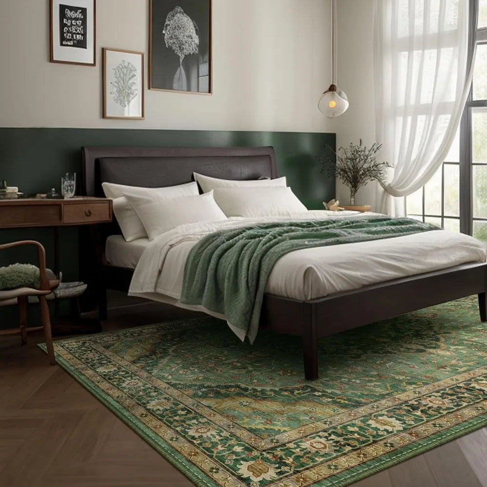 Green Rugs (5x7) Bedroom Washable Living Room