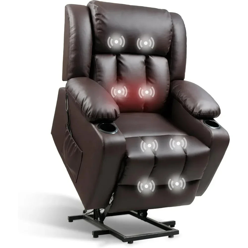 Electric Leather Lift Recliner Chair W/Massage & Heat
