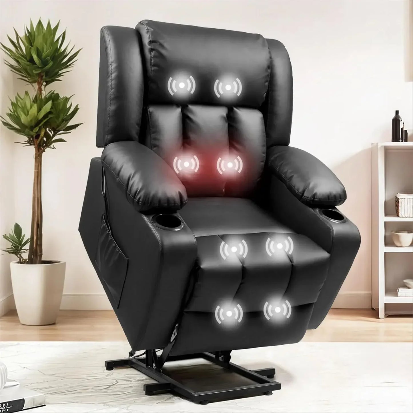 Electric Leather Lift Recliner Chair W/Massage & Heat