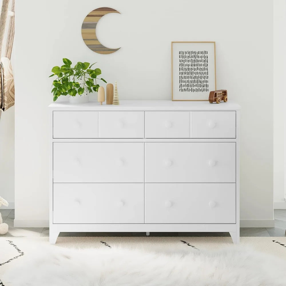 Storkcraft Moss 6 Drawer Universal Double Dresser (White)