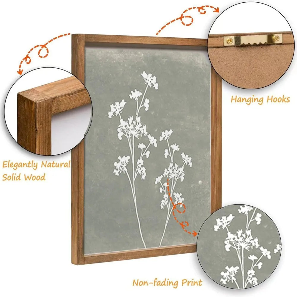 Framed Boho Wall Art Set Wooded Minimalist