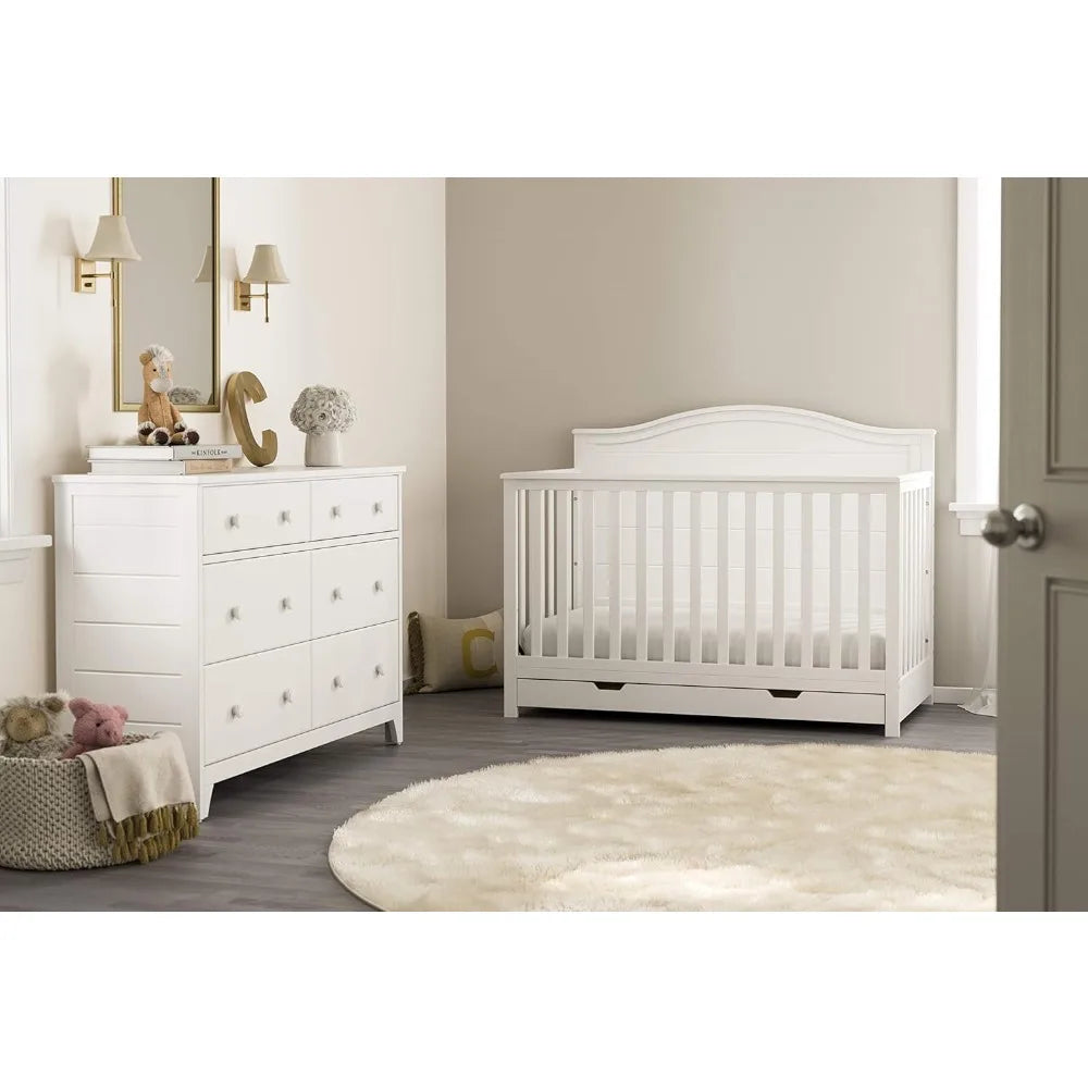 Storkcraft Moss 6 Drawer Universal Double Dresser (White)
