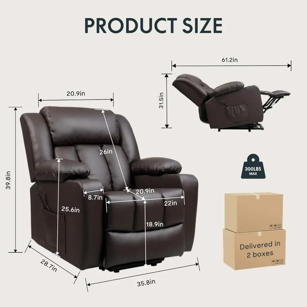 Electric Leather Lift Recliner Chair W/Massage & Heat