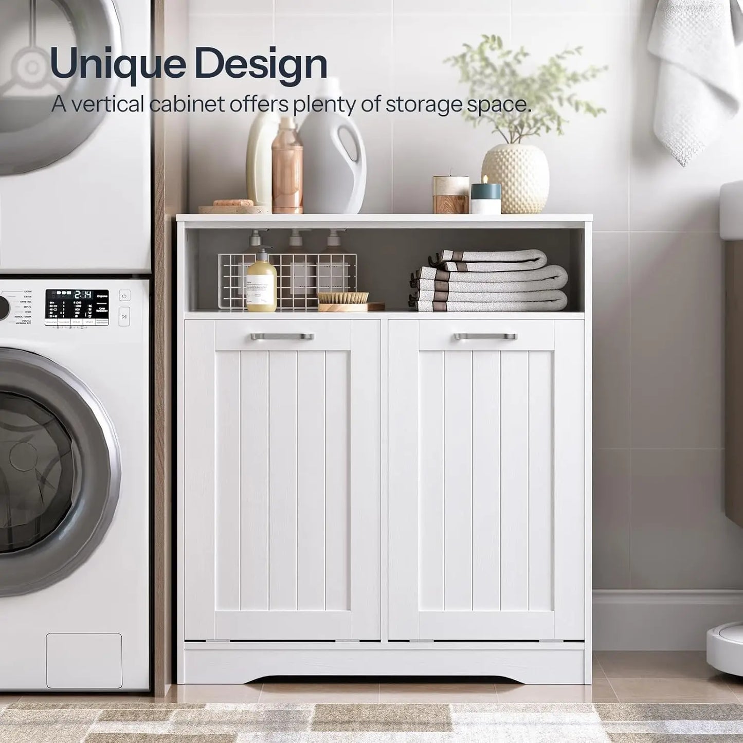 Double Tilt Out Laundry Hamper 2 Removable Baskets