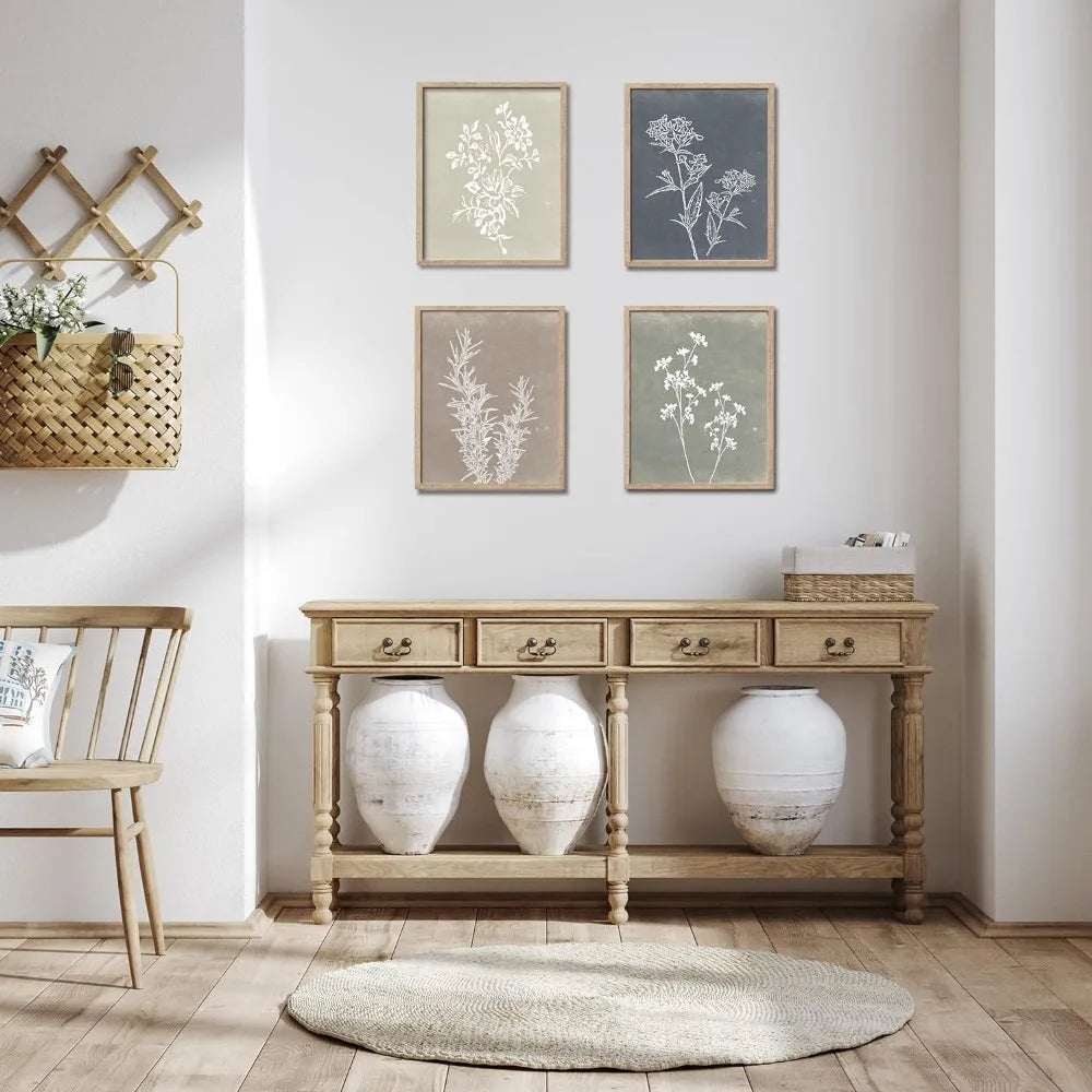 Framed Boho Wall Art Set Wooded Minimalist
