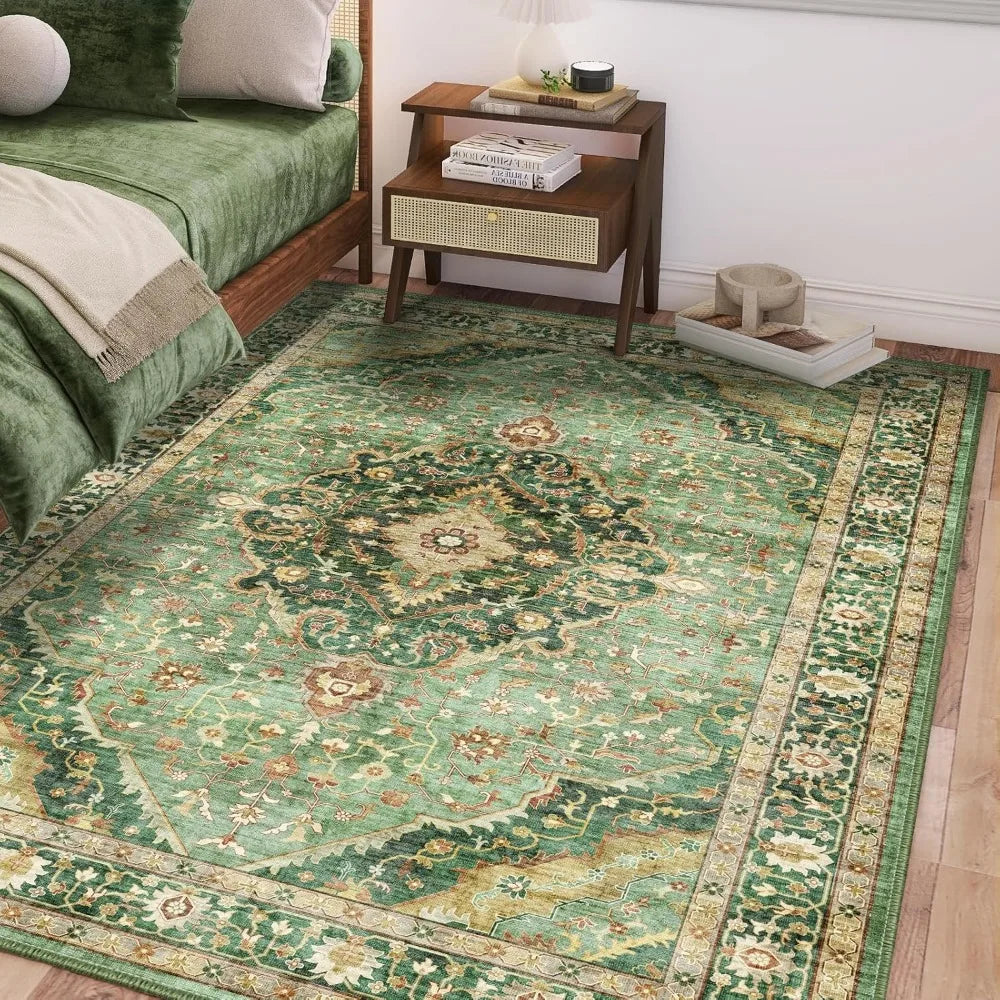 Green Rugs (5x7) Bedroom Washable Living Room
