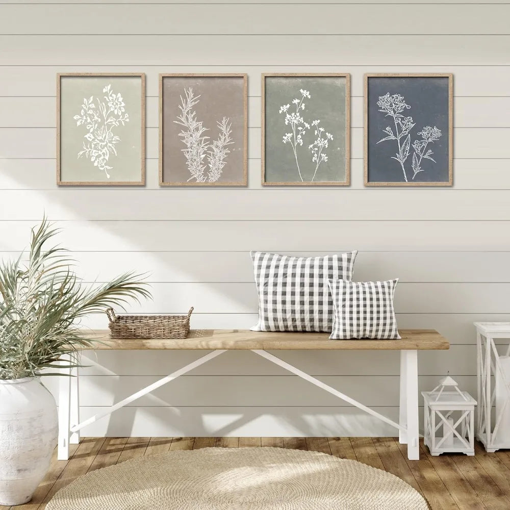 Framed Boho Wall Art Set Wooded Minimalist