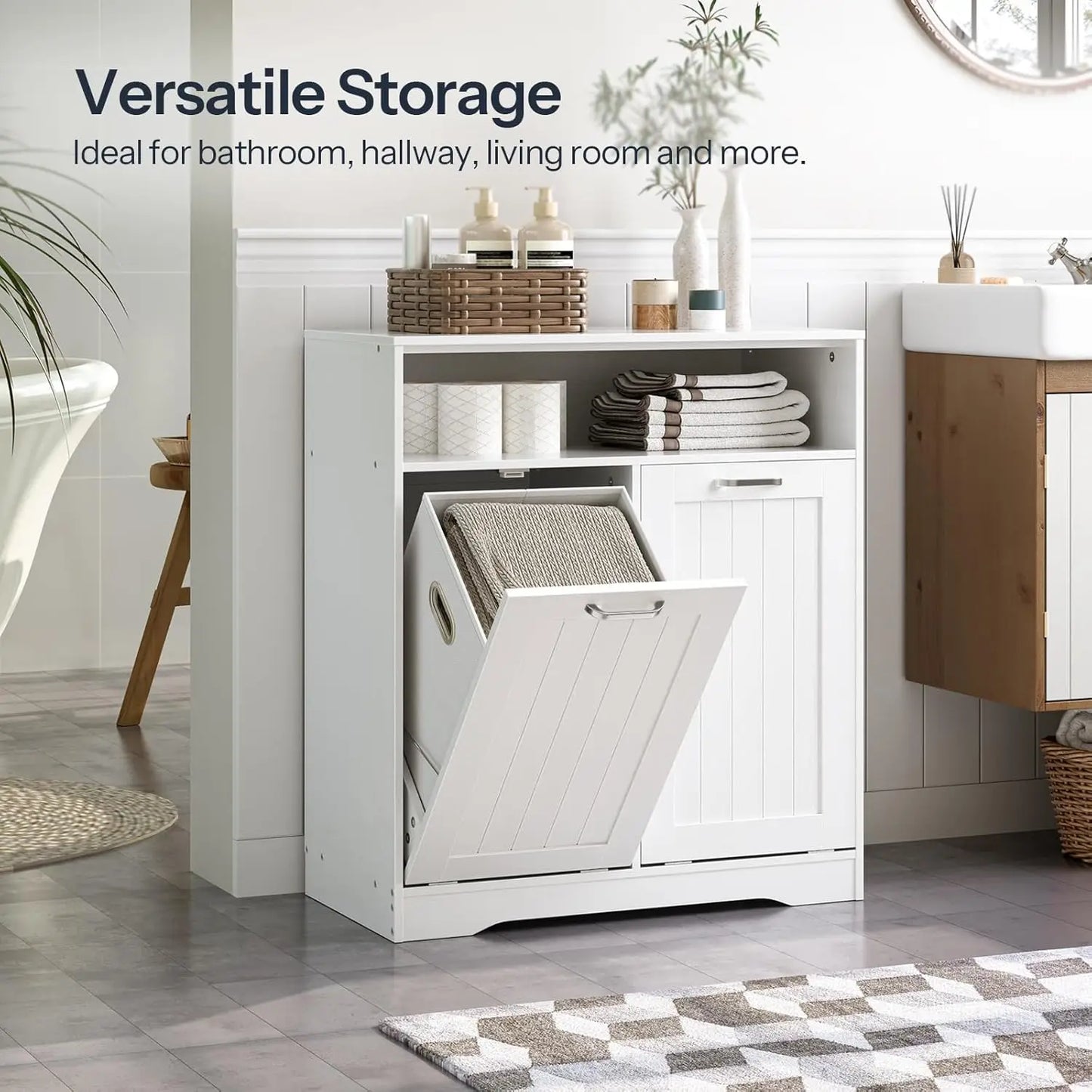 Double Tilt Out Laundry Hamper 2 Removable Baskets
