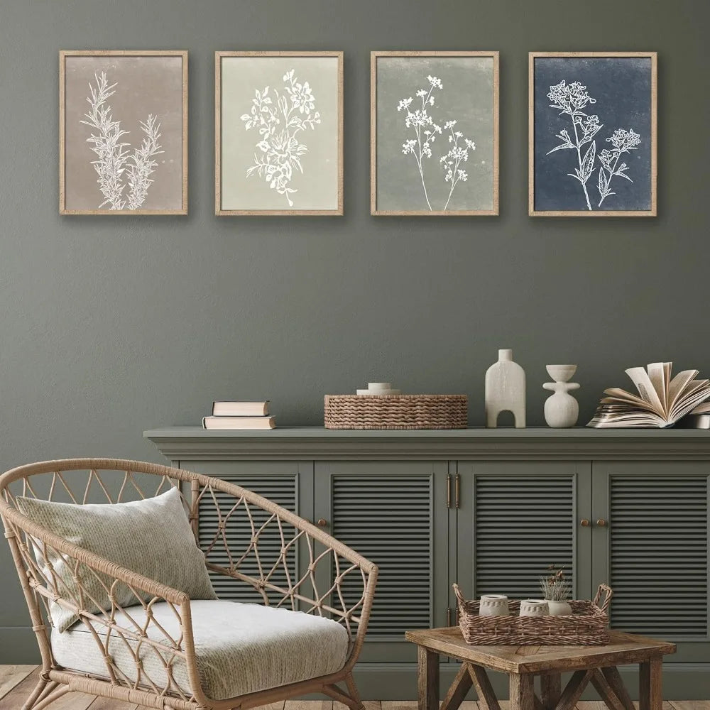 Framed Boho Wall Art Set Wooded Minimalist