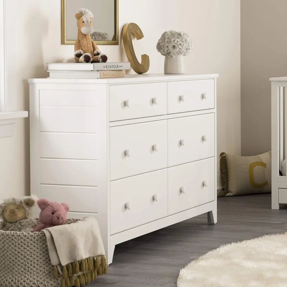 Storkcraft Moss 6 Drawer Universal Double Dresser (White)