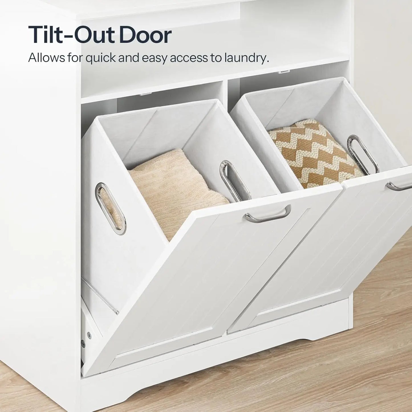 Double Tilt Out Laundry Hamper 2 Removable Baskets