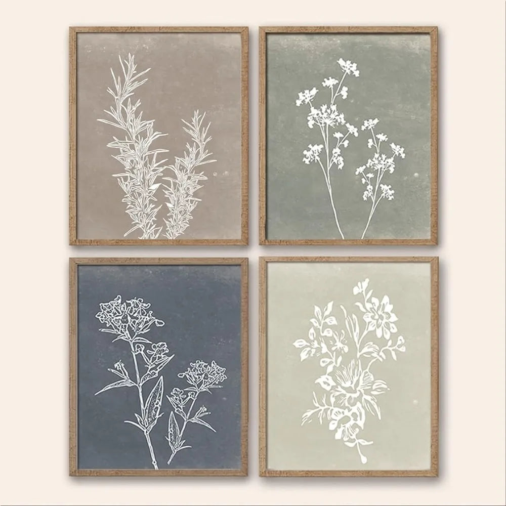 Framed Boho Wall Art Set Wooded Minimalist