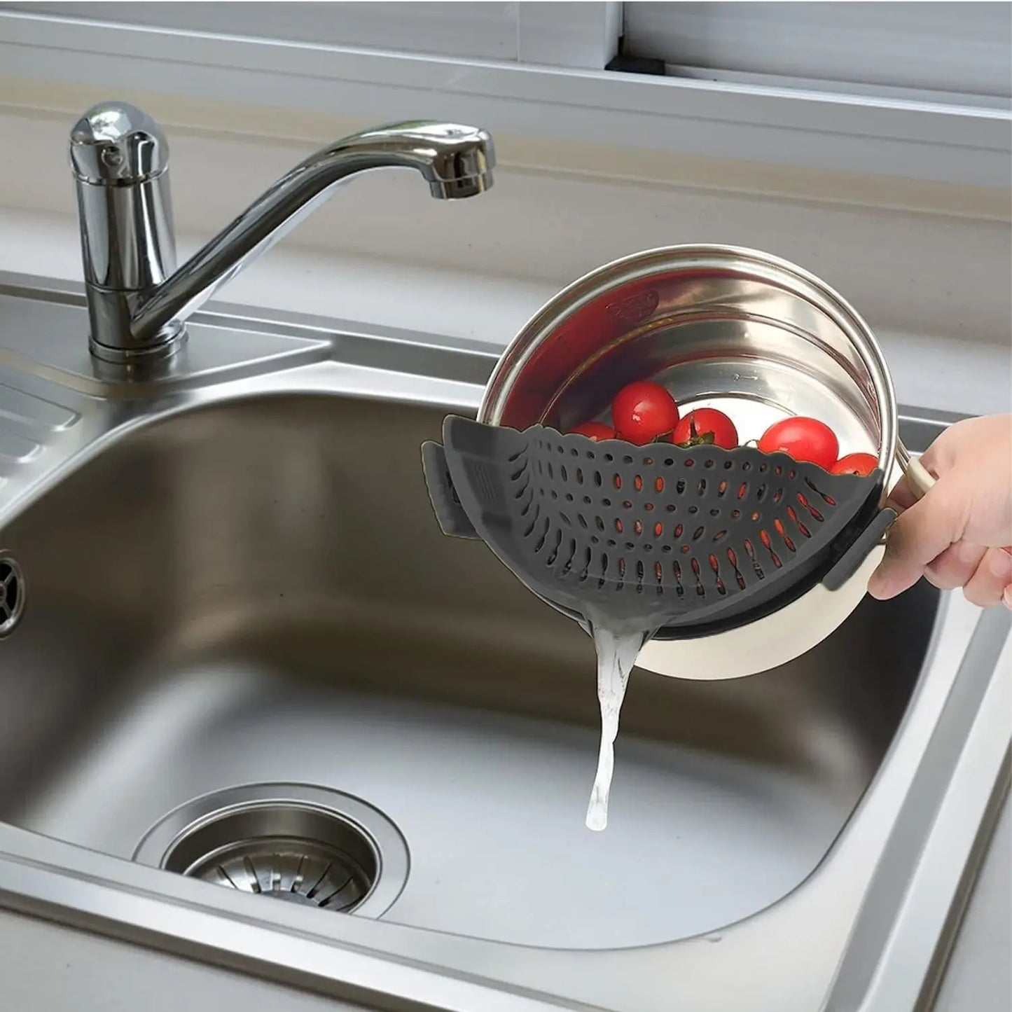 Pot Strainer Silicone Colander Easily Drain Food