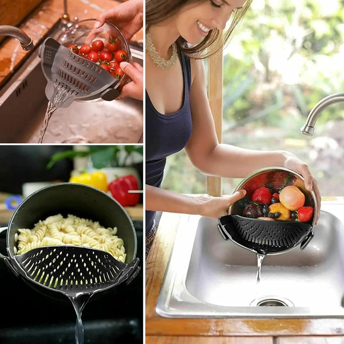 Pot Strainer Silicone Colander Easily Drain Food