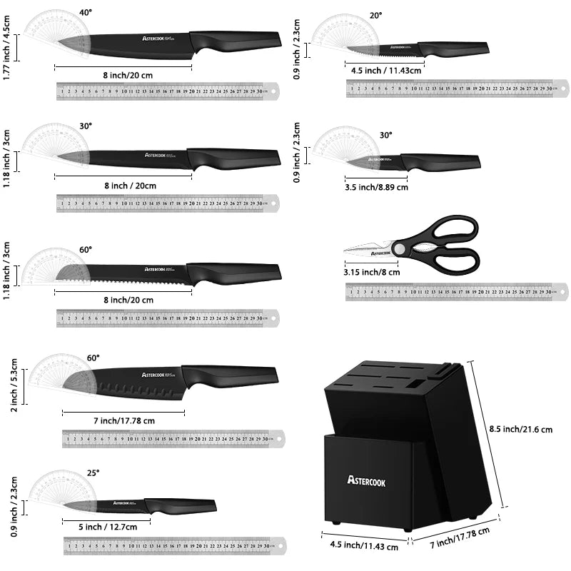 Kitchen Knife Set Built-in Sharpener 15 Pieces