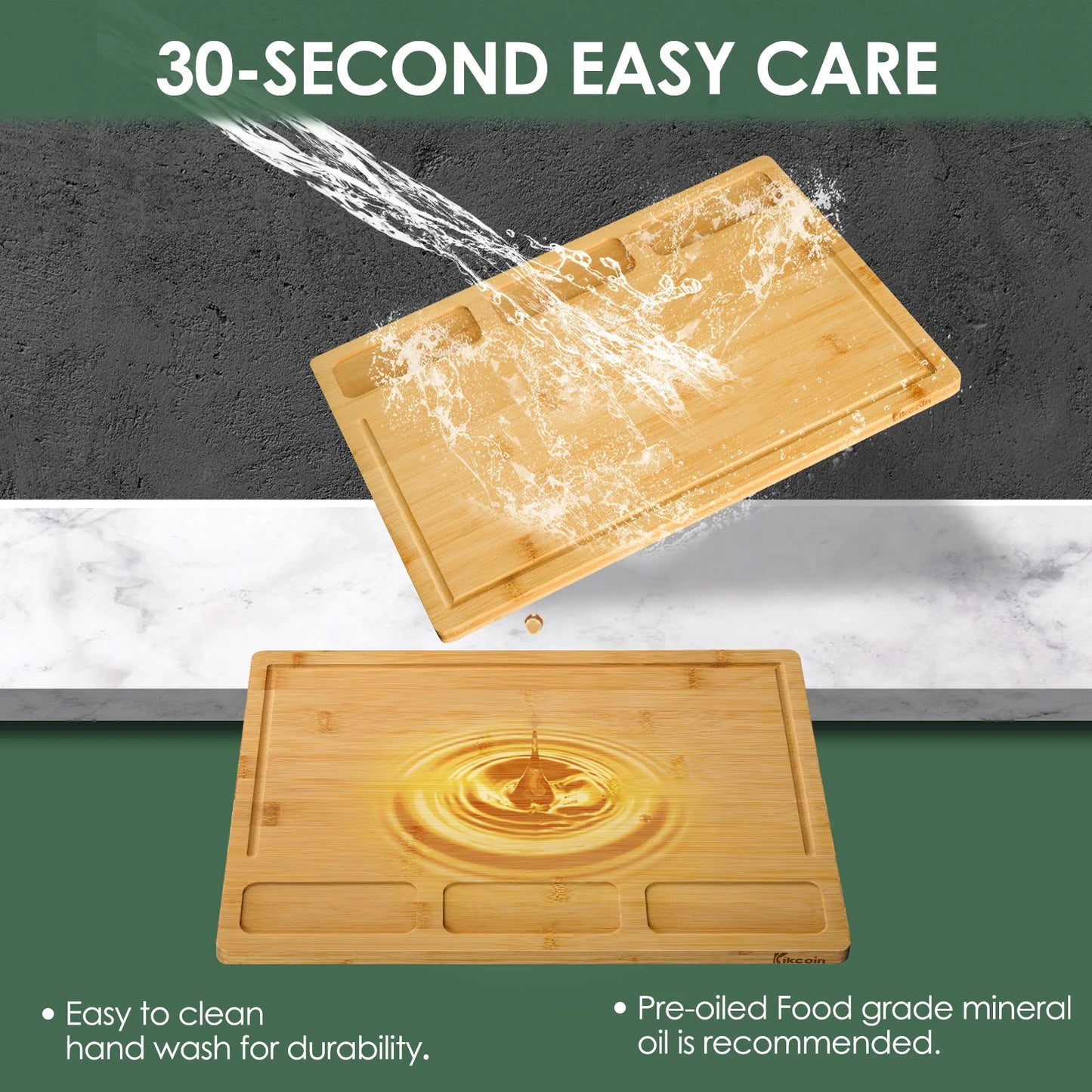 3 Piece Kitchen Cutting Board Juice Groove,