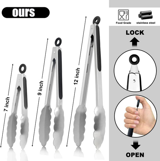 Heavy Duty Locking Metal Tongs Non-Slip Grip