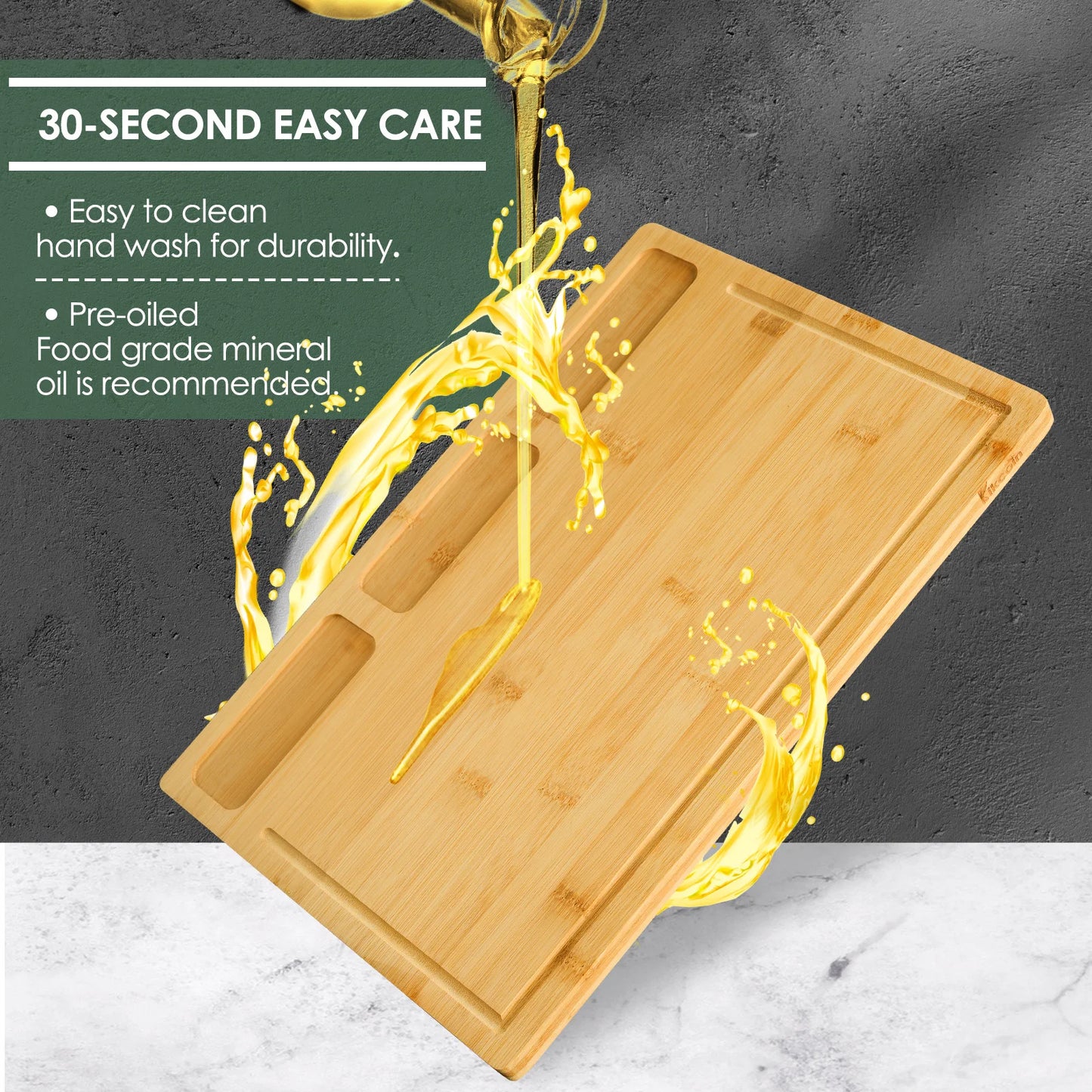 3 Piece Kitchen Cutting Board Juice Groove,