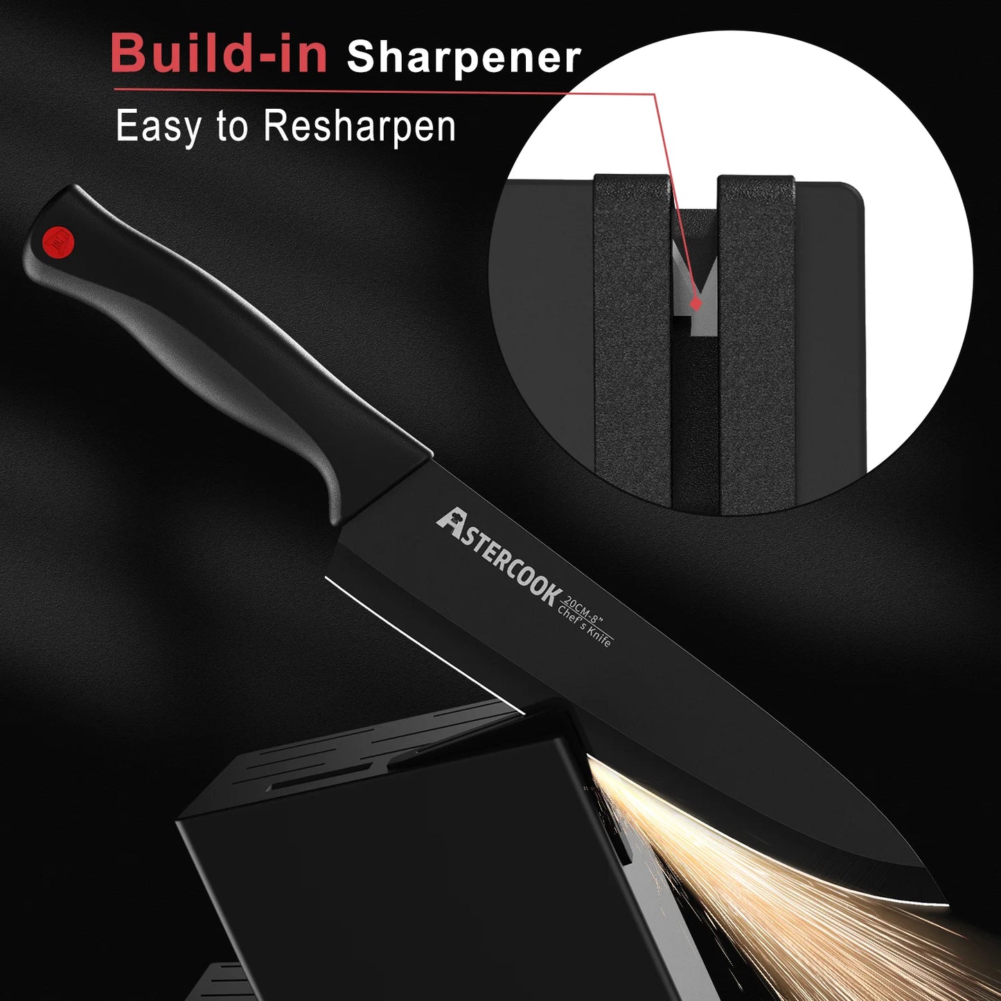 15PCS Knife Set Sharpener Stainless Steel,