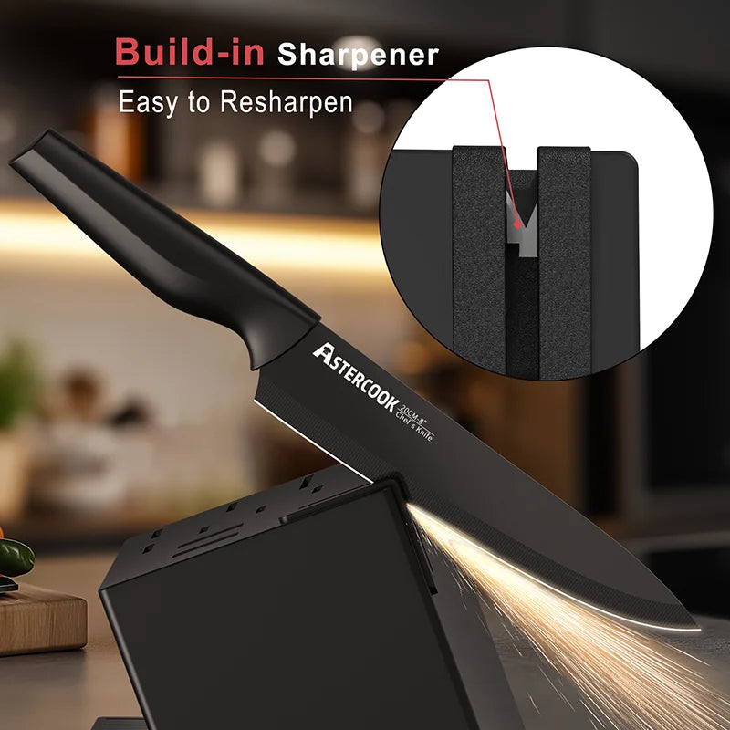 Kitchen Knife Set Built-in Sharpener 15 Pieces