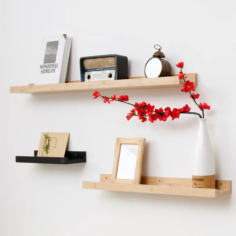 Nordic Style Bamboo Storage Rack, Hanging Wall