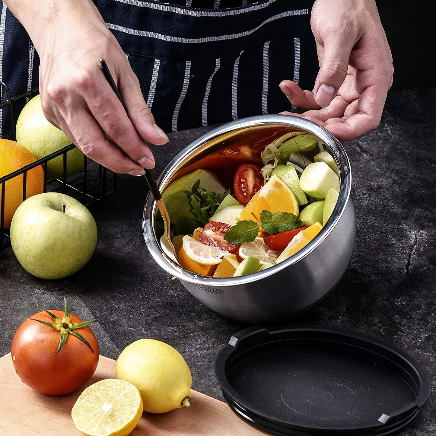 5 Stainless Steel Non-Slip Salad Bowl Grater