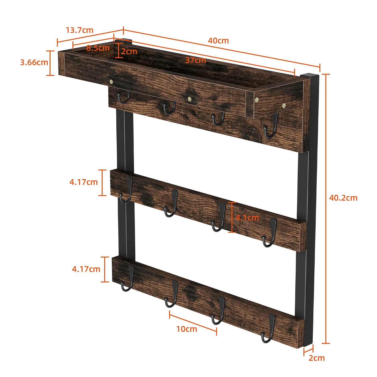 Wall Mounted Coffee Mug Holder 12 Hooks Storage