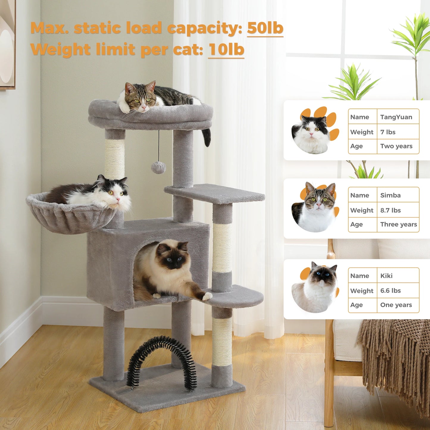 Cat Tree House Perch Hammock Scratching Posts