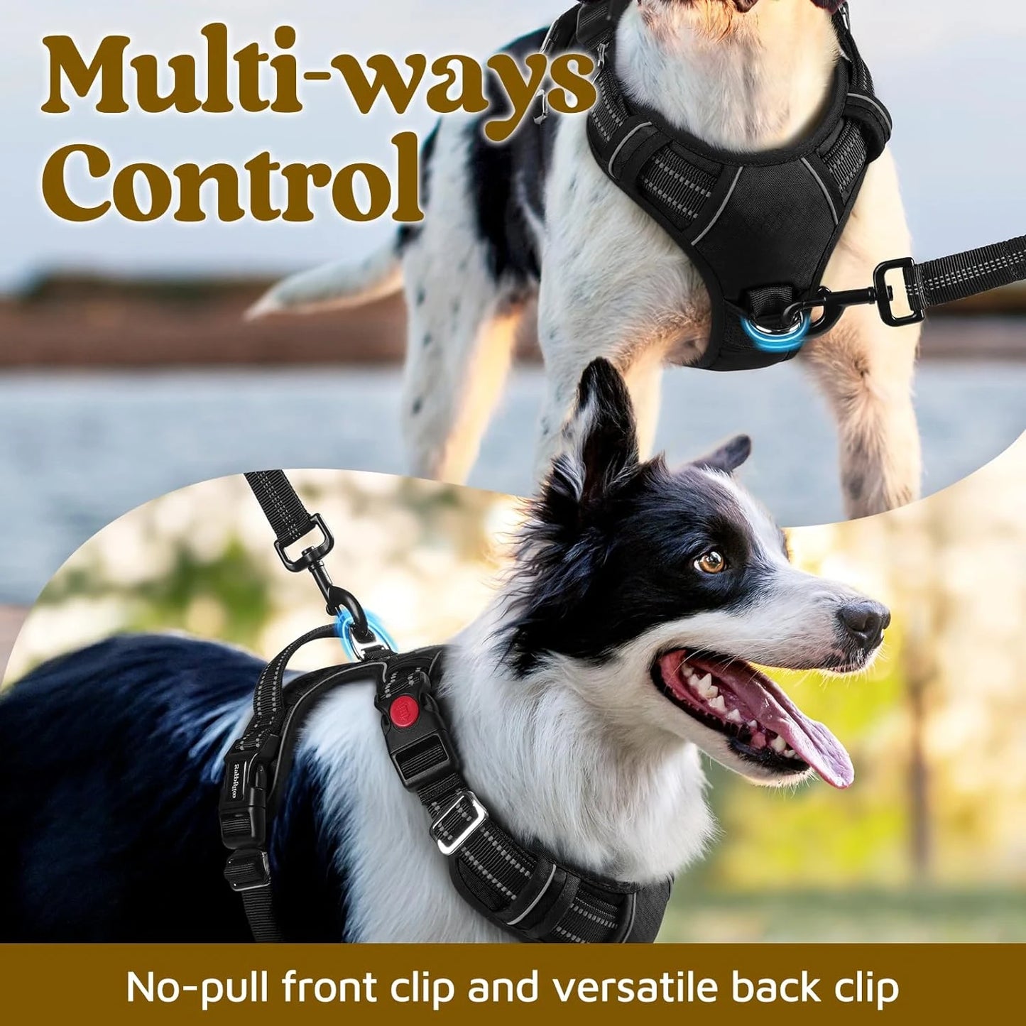 Adjustable Large Dog Harness  Padding, Reflective Strips