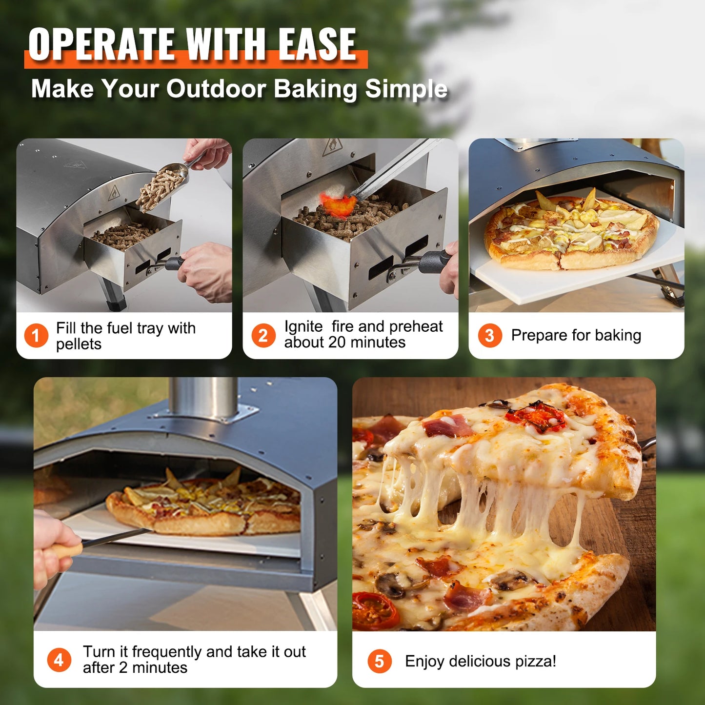 Outdoor 12" Portable Pizza Oven Wood Fired Baking