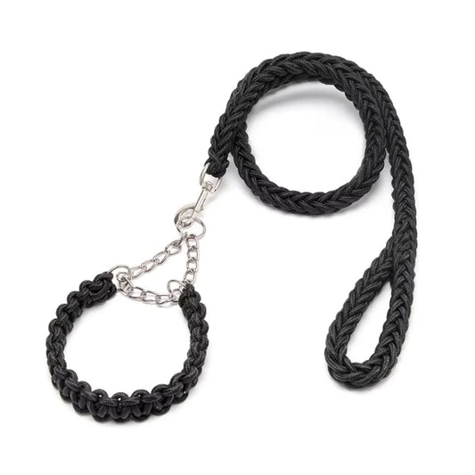 Black Braided Cat Rope Leash Durable Nylon