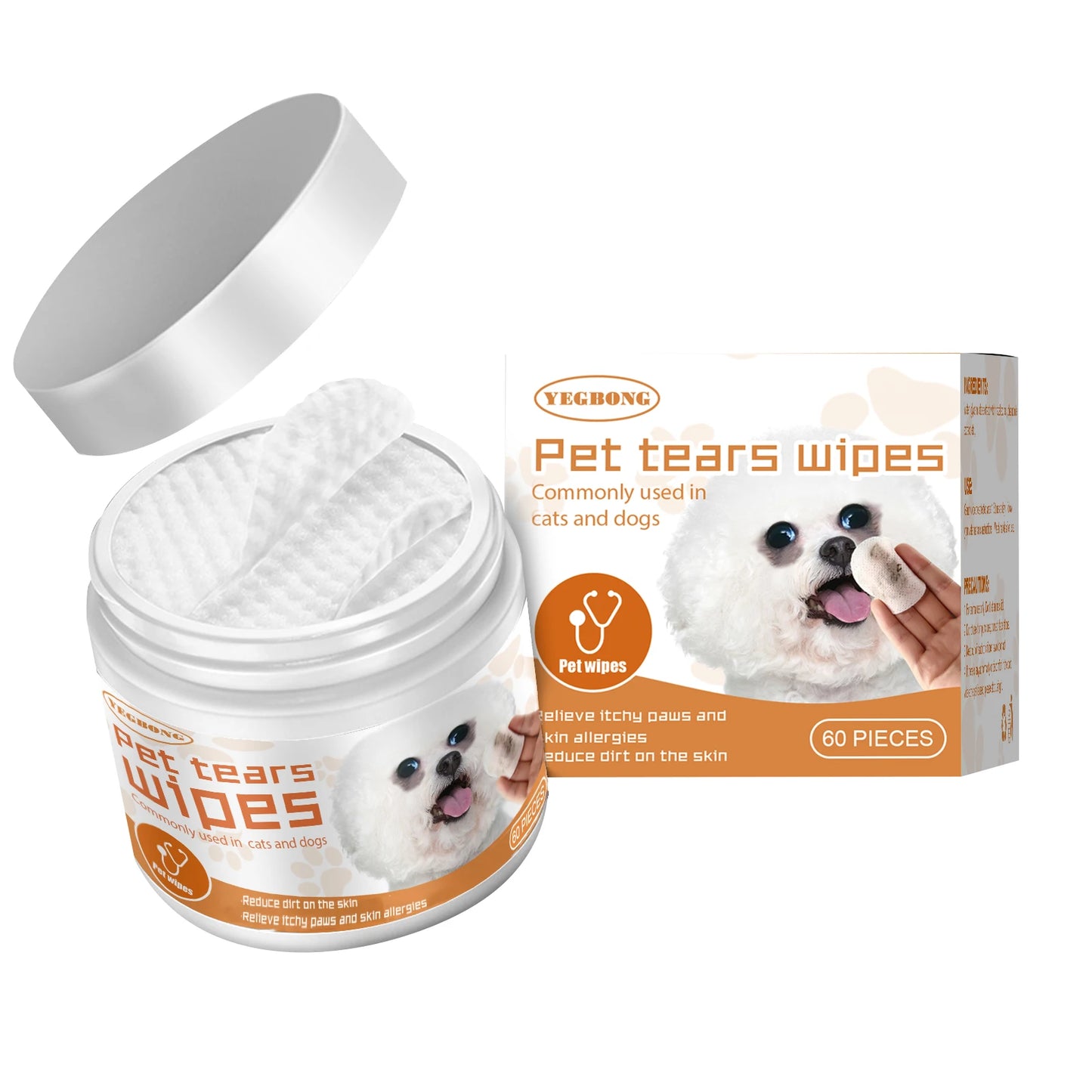 60Pcs/Box Dog Pet Wet Wipes Cleaner