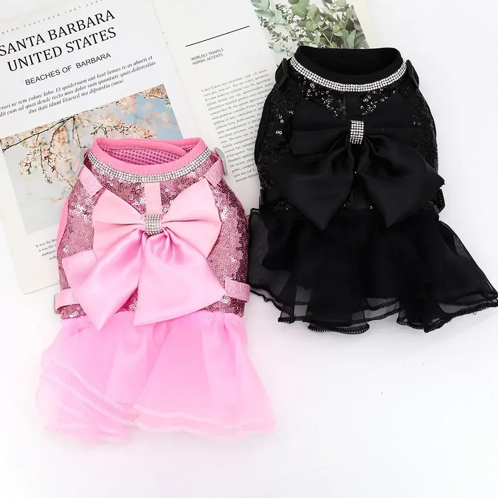 Cat Harness Leash Set Lace Crystal Vest