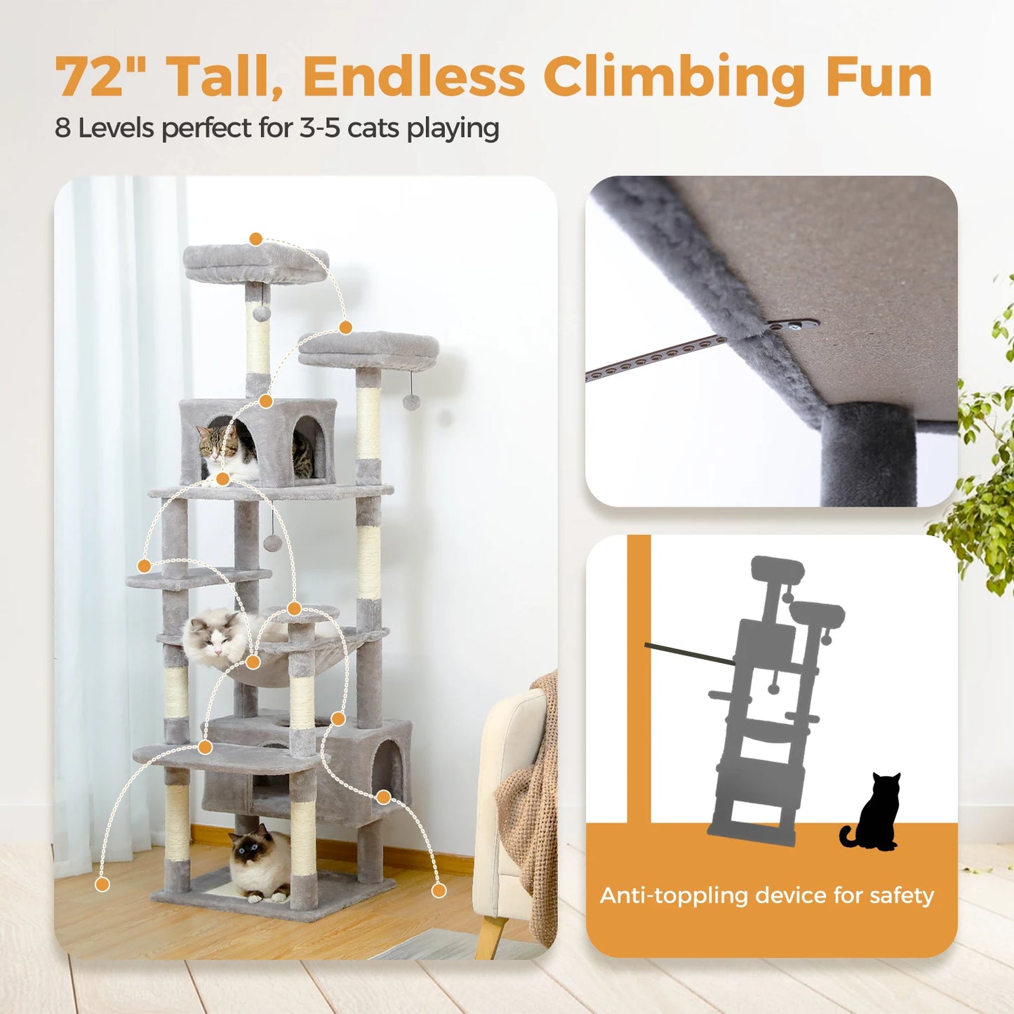 Large Cat Tree Scratching Posts Hammock Perches