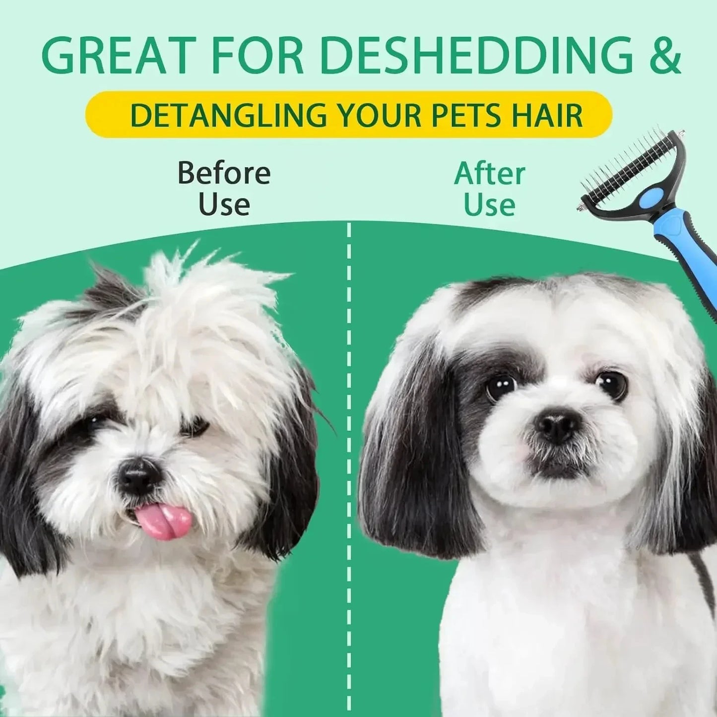 De-shedding Brush Dog Hair Remover  Knot Cutter