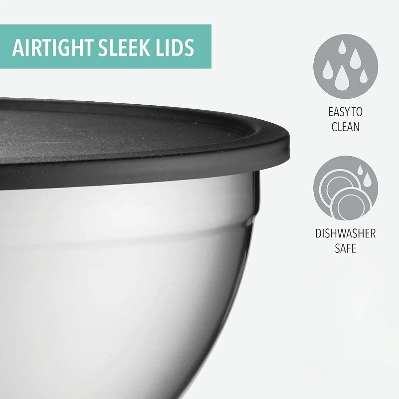 Mixing Bowls Airtight Lids, Stainless Steel Set