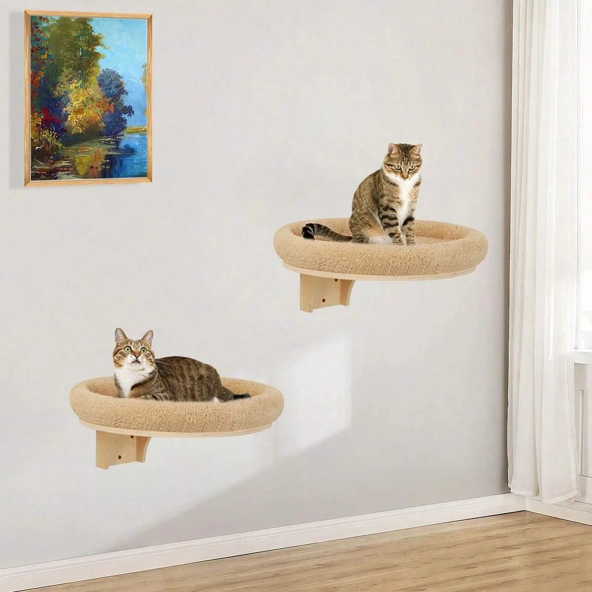 Cat Wall Mounted Wooden Climbing Ladder Hammock