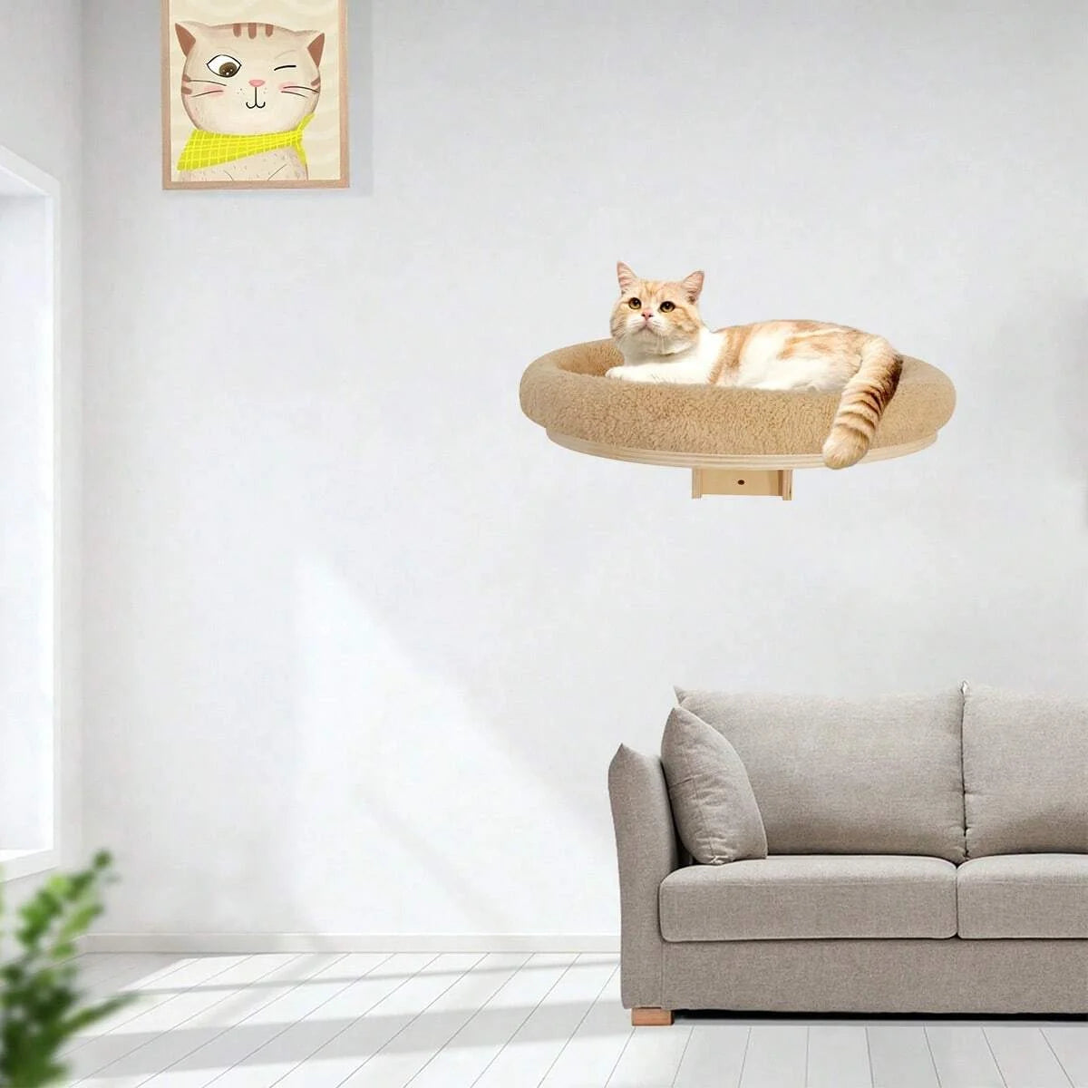 Cat Wall Mounted Wooden Climbing Ladder Hammock