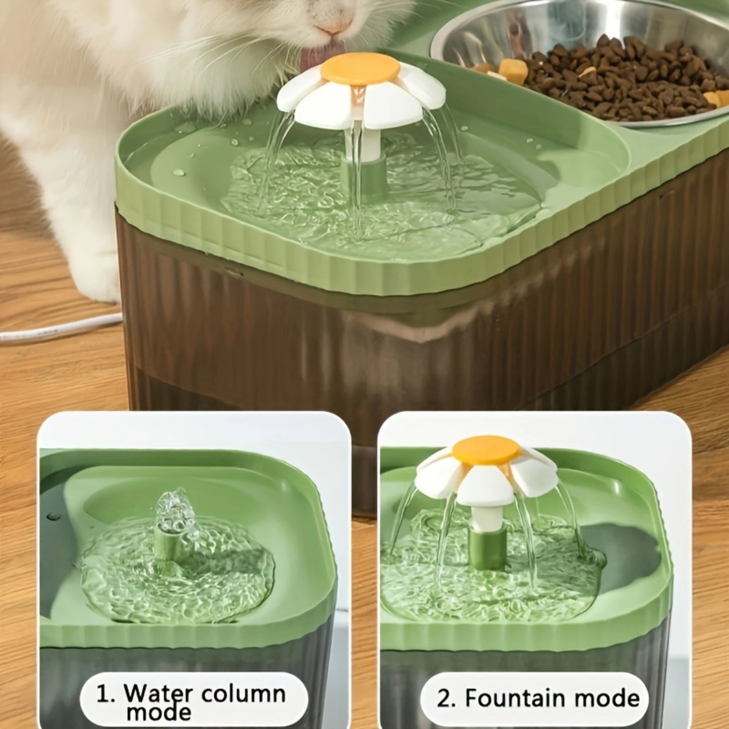 Automatic Cat Water Fountain Elevated Food Bowl