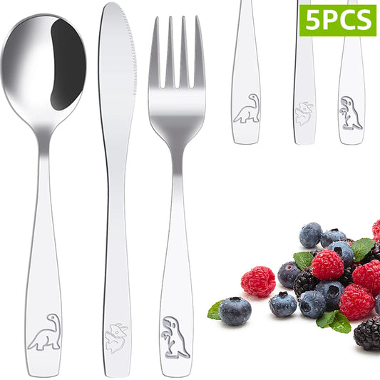 15Pcs Kids Silverware Toddler Dinosaur Flatware Children