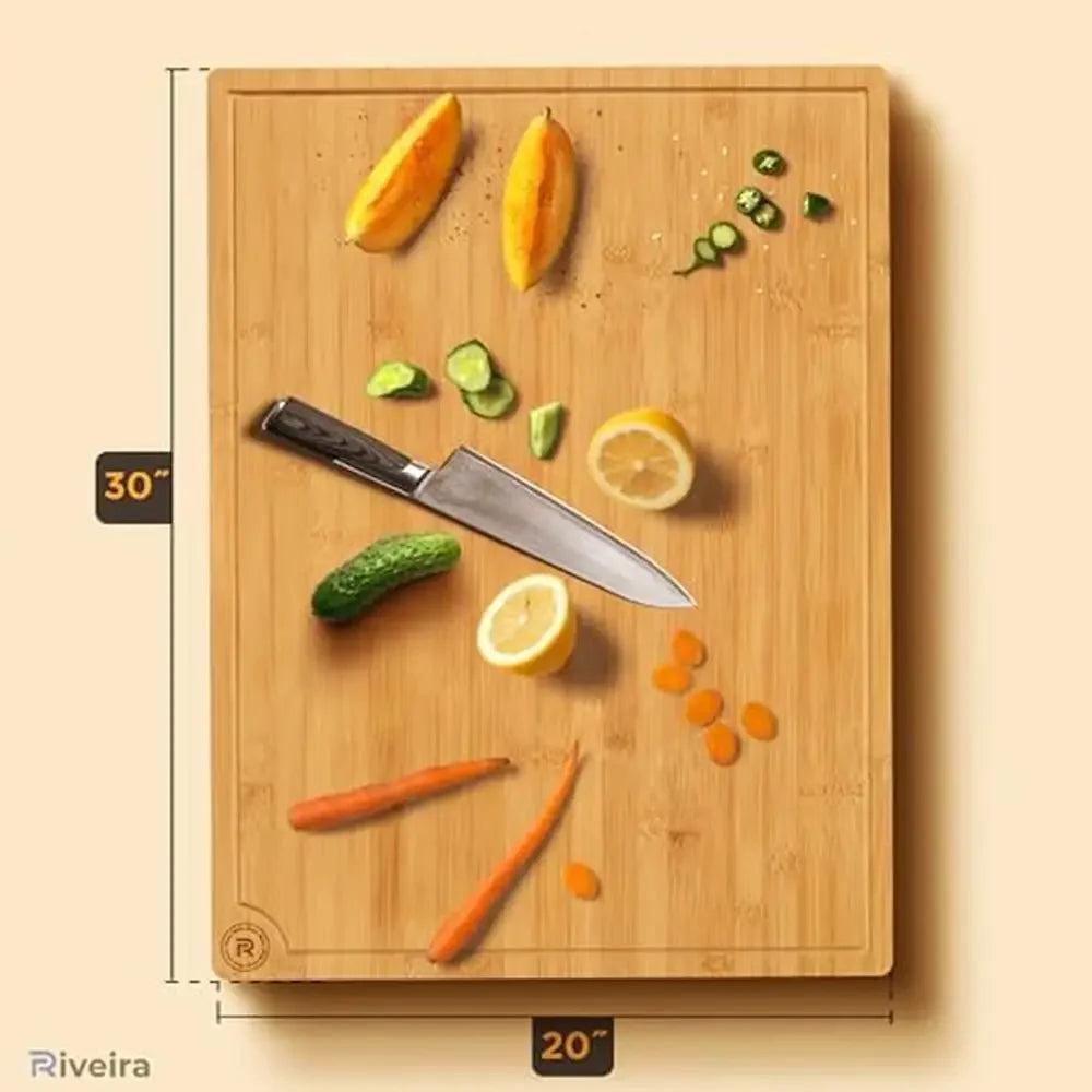 Bamboo Cutting Board 20 x 30 Large Juice Grooves