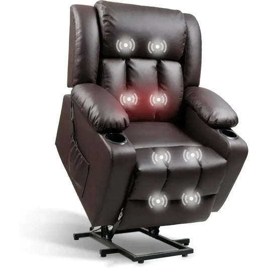 Electric Leather Lift Recliner Chair W/Massage & Heat