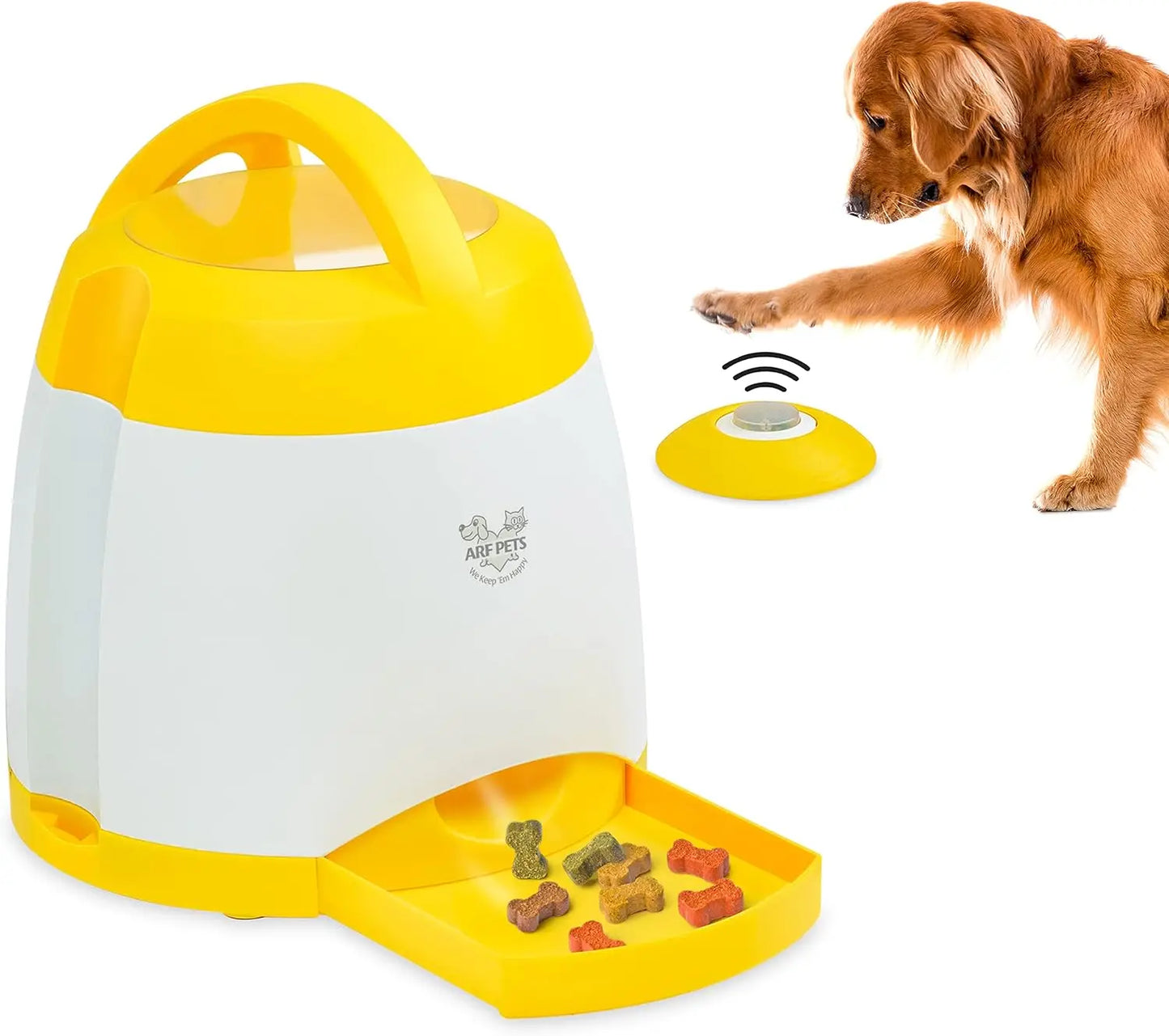 Dog Treat Dispenser with Remote Button Activity