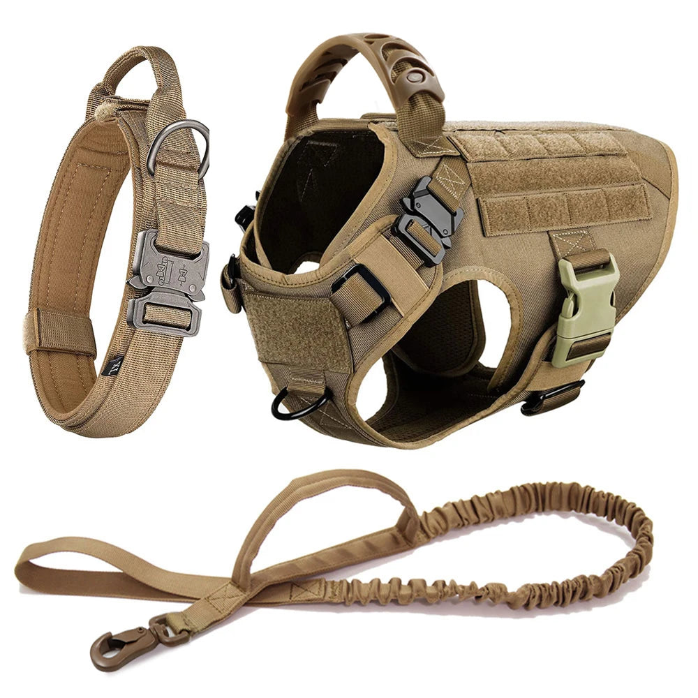 Large Dog Harness Collar Leash Military Training