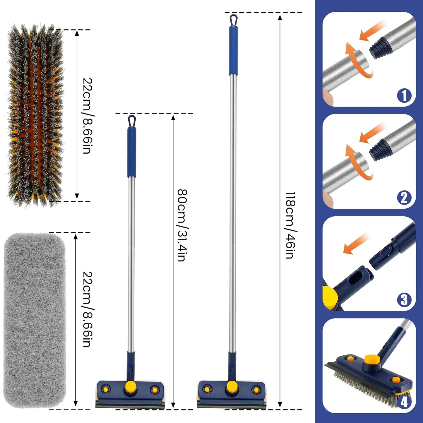 360° Rotatable Floor Cleaning Brush Long Handle