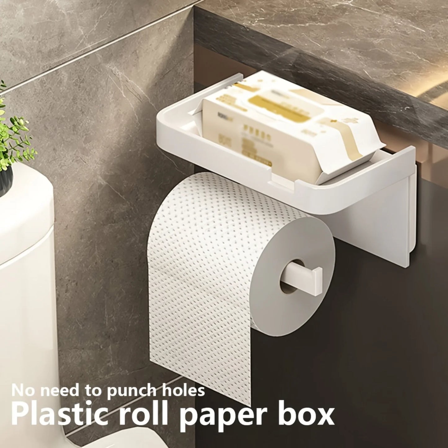 Toilet Paper Holder with Shelf - Wall Mounted