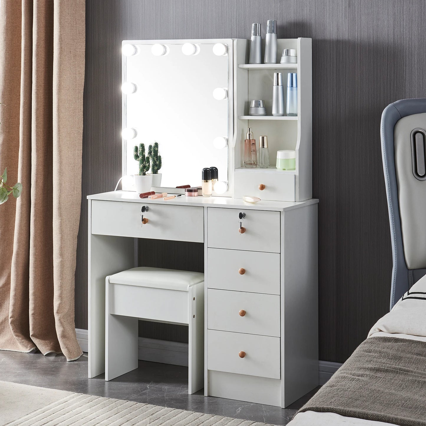 Makeup Vanity Table Drawers, Vanity Desk Set